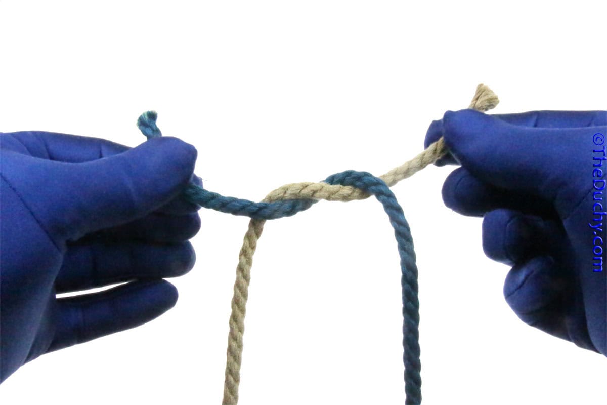 1. As with the Square Knot, cross the strands, right over left and do