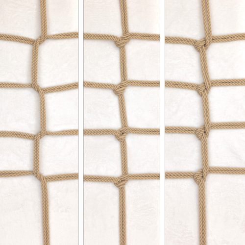 A picture showing three different methods of connecting straps of rope together.